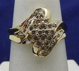 Lady's Diamond Cluster Ring 38 Diamonds .68 Carat T.W. 10K Yellow Gold 4g